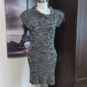 Chic Black and Gray Women's Midi Dress